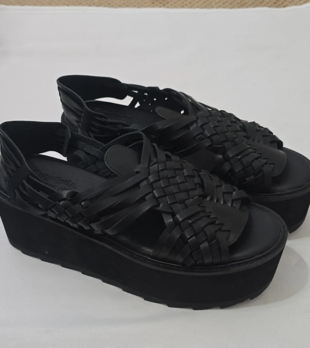 NWOB! LOSGOTHSCO X STRANGE CVLT Woven Platform Sandals with Slingback - Women 13